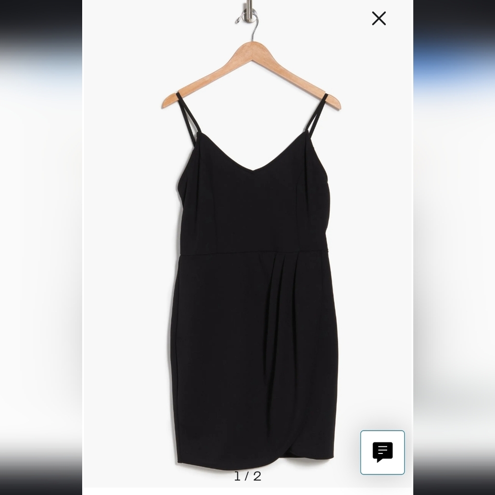 Bebe Tulip High V Neck La Mini Black Dress L